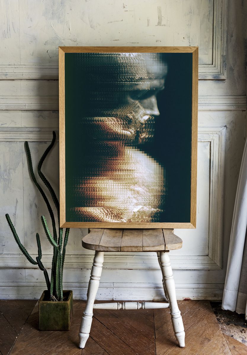 Glitched Portrait Abstract Print. — room view 1