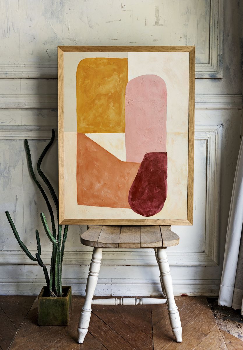 Abstract Earth Tones Poster. — room view 1