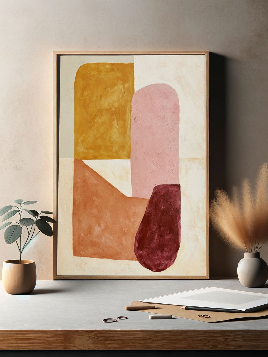 Abstract Earth Tones Poster. — room view 2