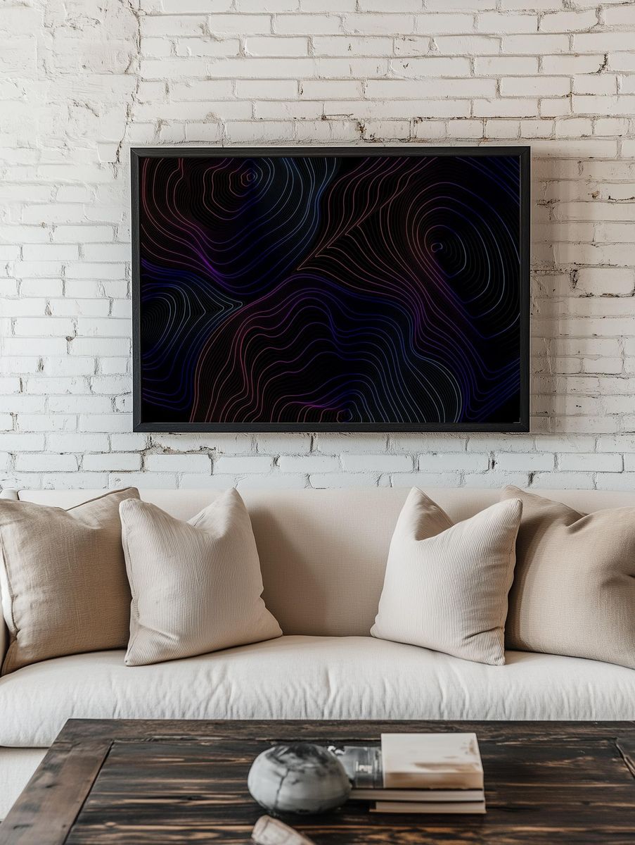 Blue pink abstract map contour. room preview