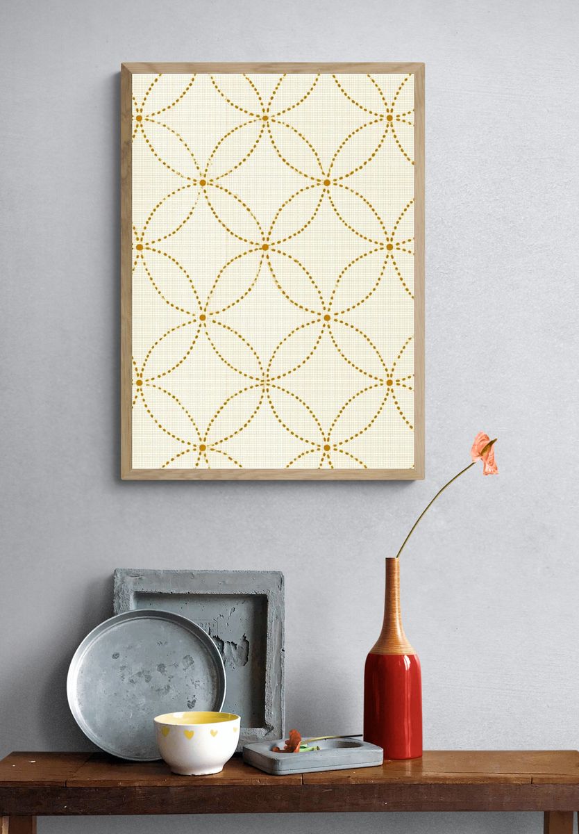 Golden Dotted Geometric Pattern Poster. — room view 3
