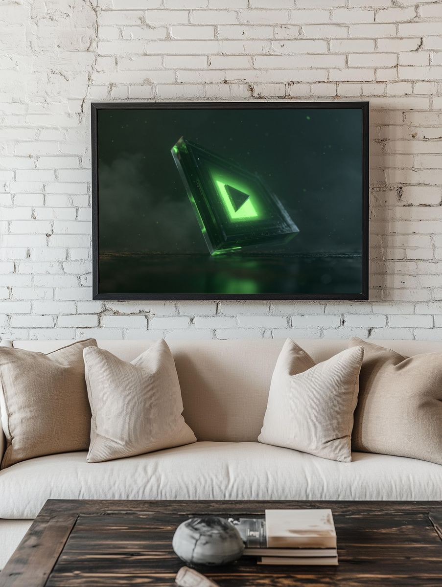 Neon Green Triangle Abstract Poster. room preview