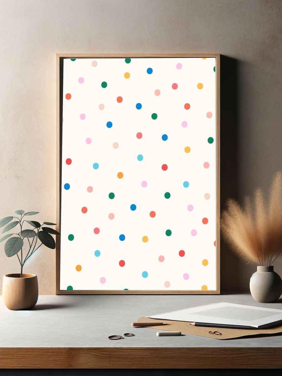 Cute polka dot background, colorful. — room view 2