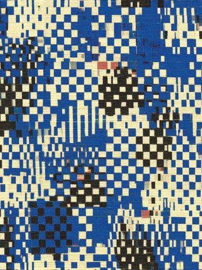 Blue Pixel Mosaic Abstract Poster. poster print