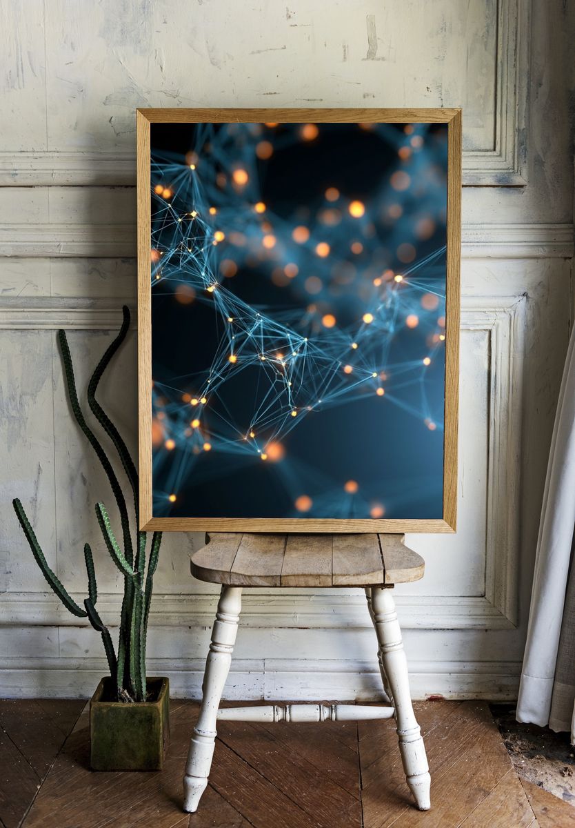 Neon Network Abstract Poster. — room view 1