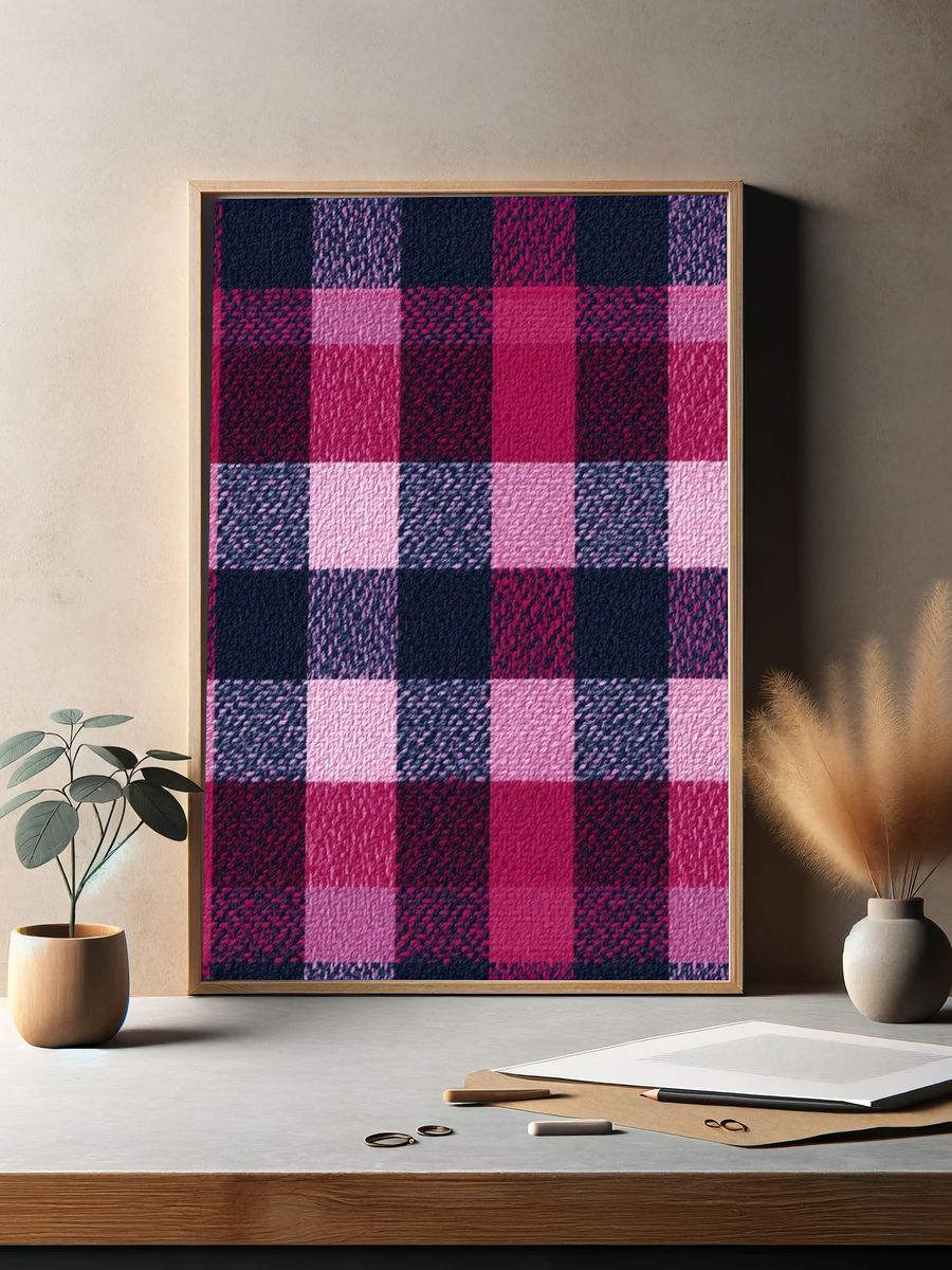 Pink Plaid Texture Poster. — room view 2