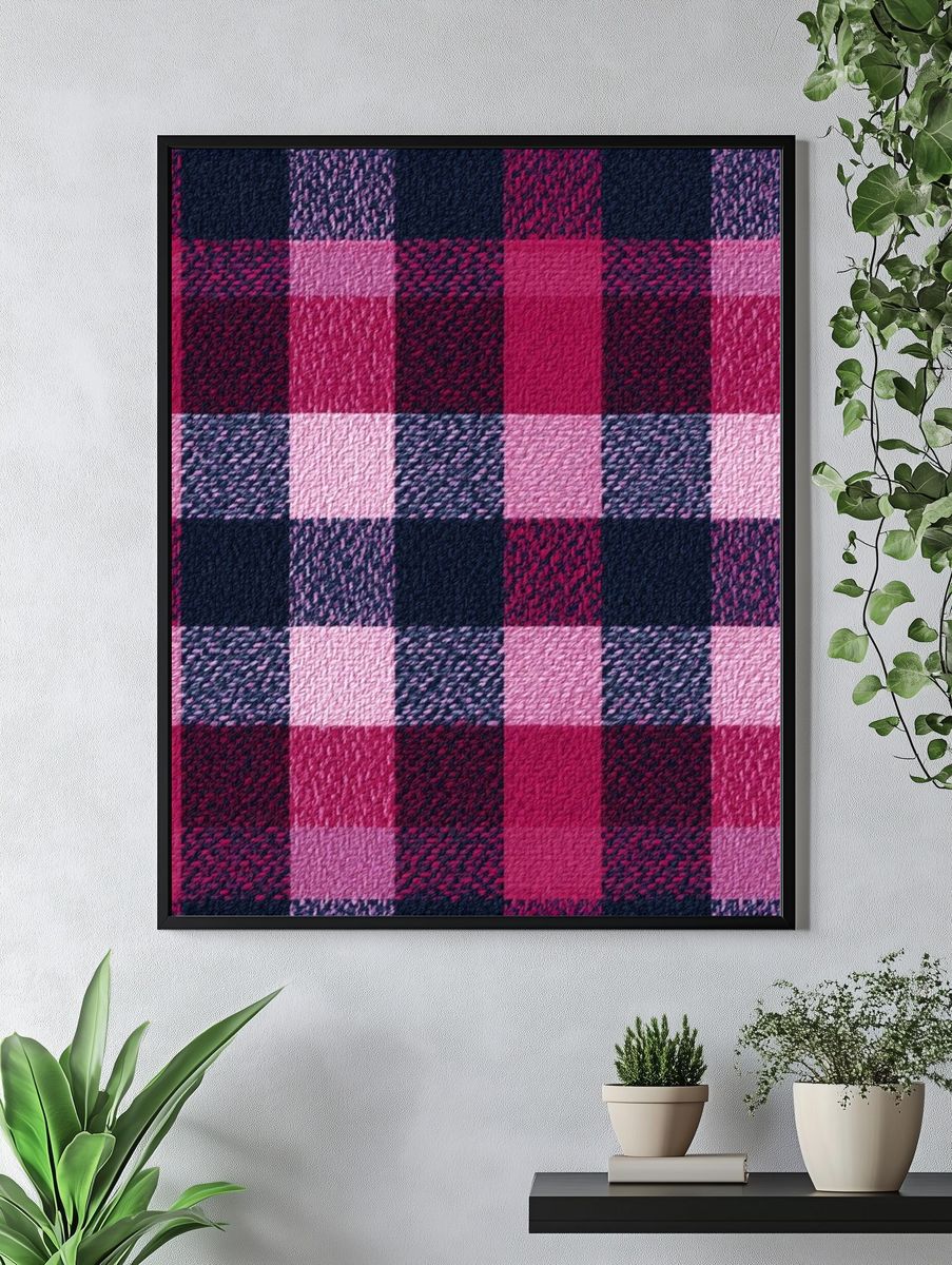 Pink Plaid Texture Poster. — room view 4