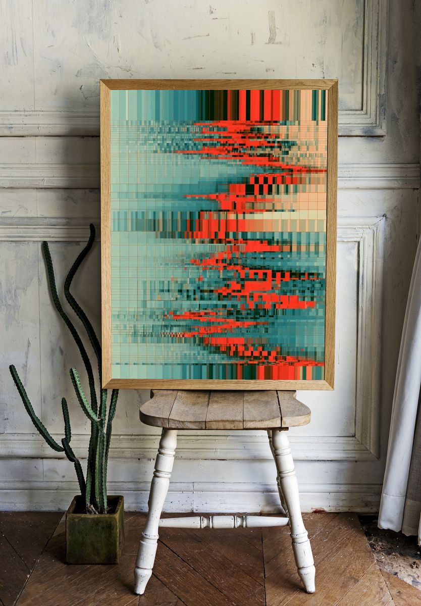 Glitch Grid Abstract Poster. room preview
