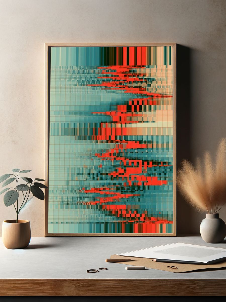 Glitch Grid Abstract Poster. — room view 2