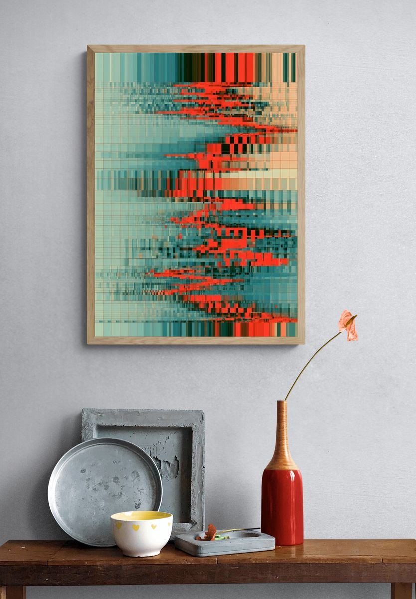Glitch Grid Abstract Poster. — room view 3