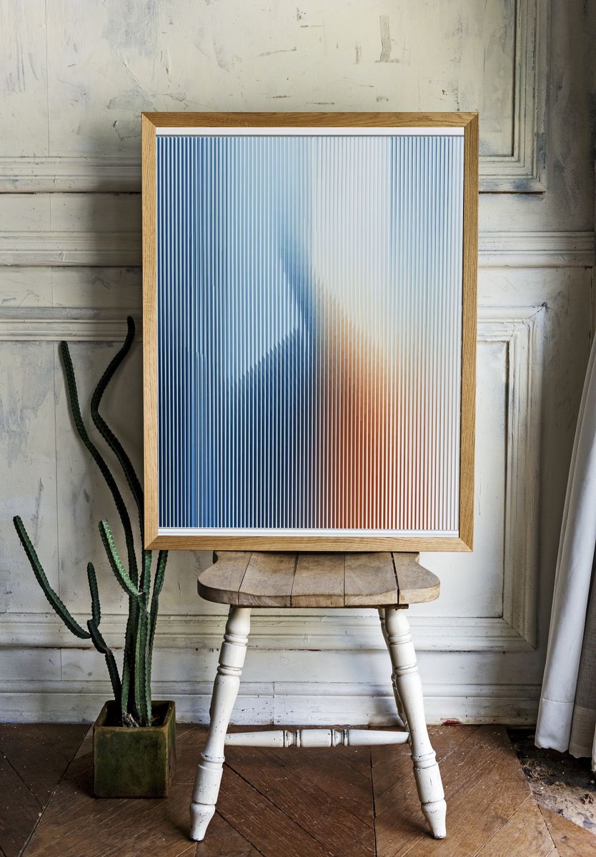 Blue and Orange Abstract Poster. — room view 1