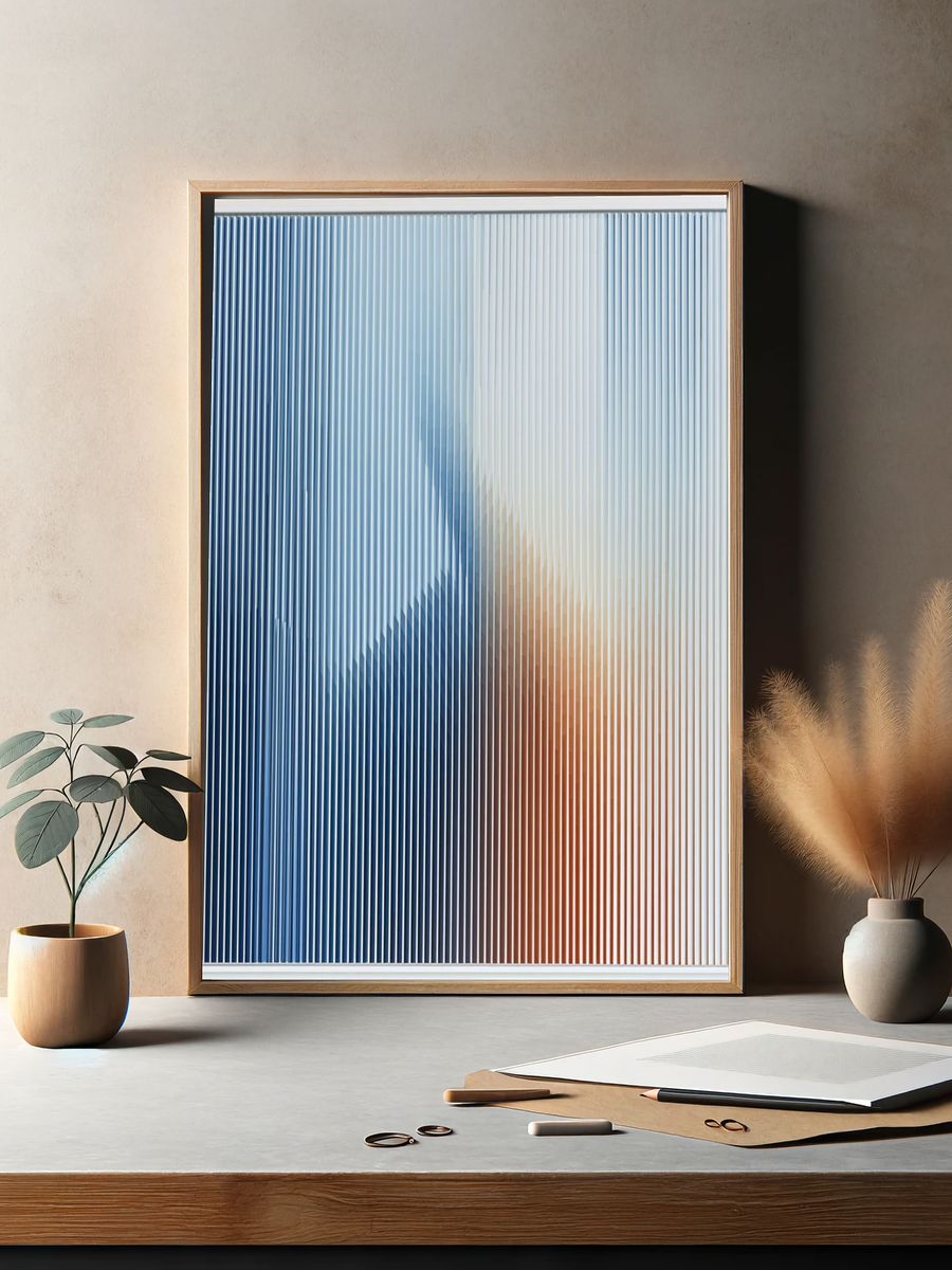 Blue and Orange Abstract Poster. — room view 2