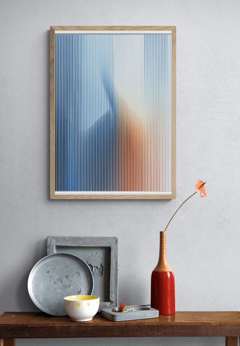 Blue and Orange Abstract Poster. — room view 3