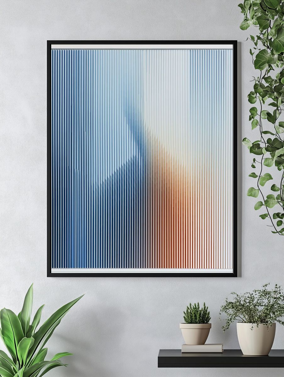 Blue and Orange Abstract Poster. — room view 4