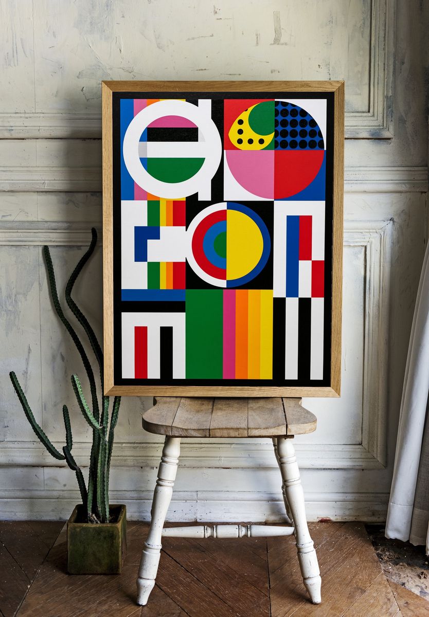 Geometric Color Blocks Abstract Poster. room preview