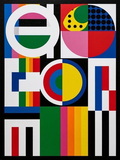 Geometric Color Blocks Abstract Poster.
