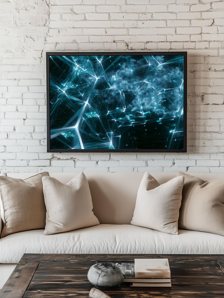 Neon Network Abstract Poster. — room view 1