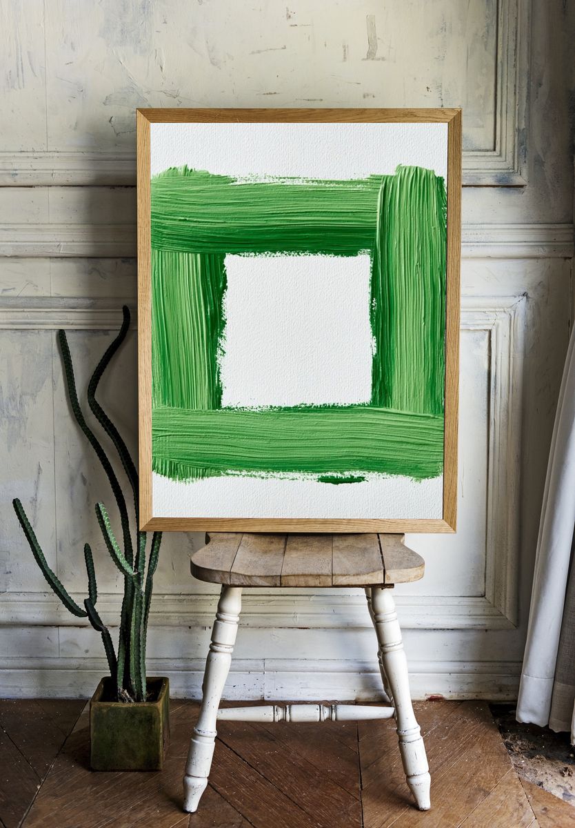 Green Brushstroke Frame Abstract Poster. room preview