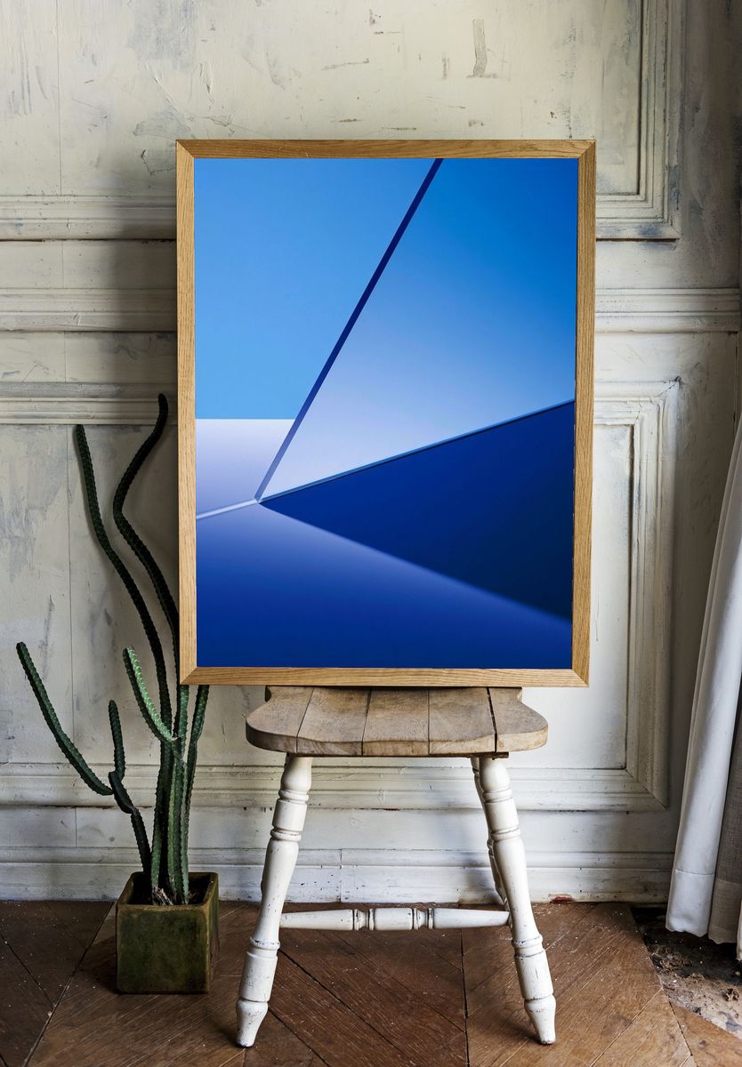 Blue Geometric Abstract Poster. room preview