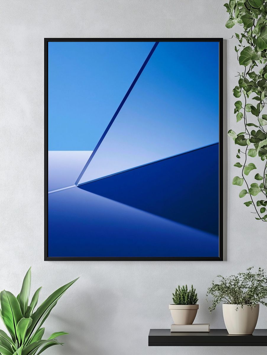 Blue Geometric Abstract Poster. — room view 4