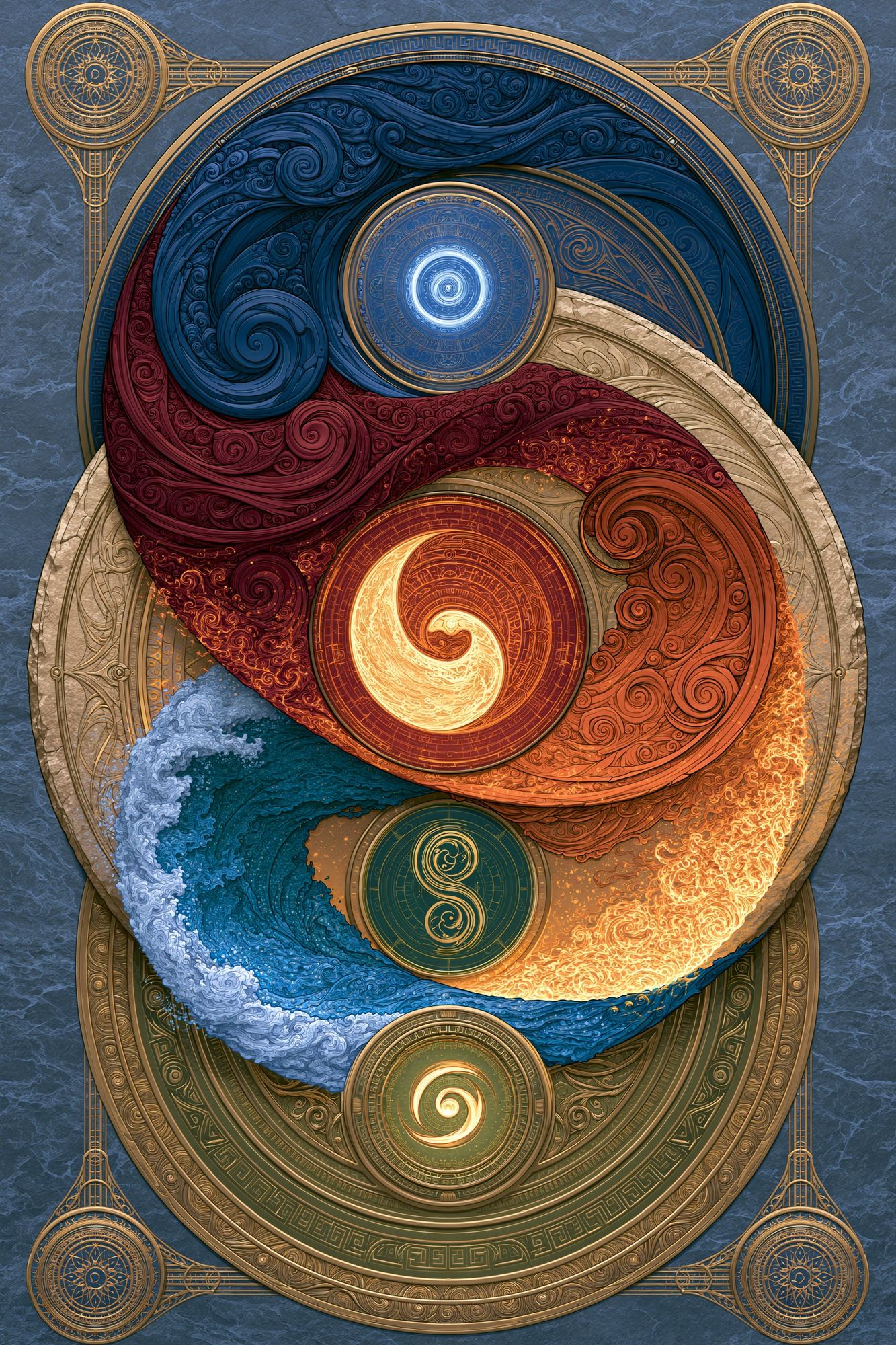 Yin Yang Cosmic Swirl Poster. poster — abstract art