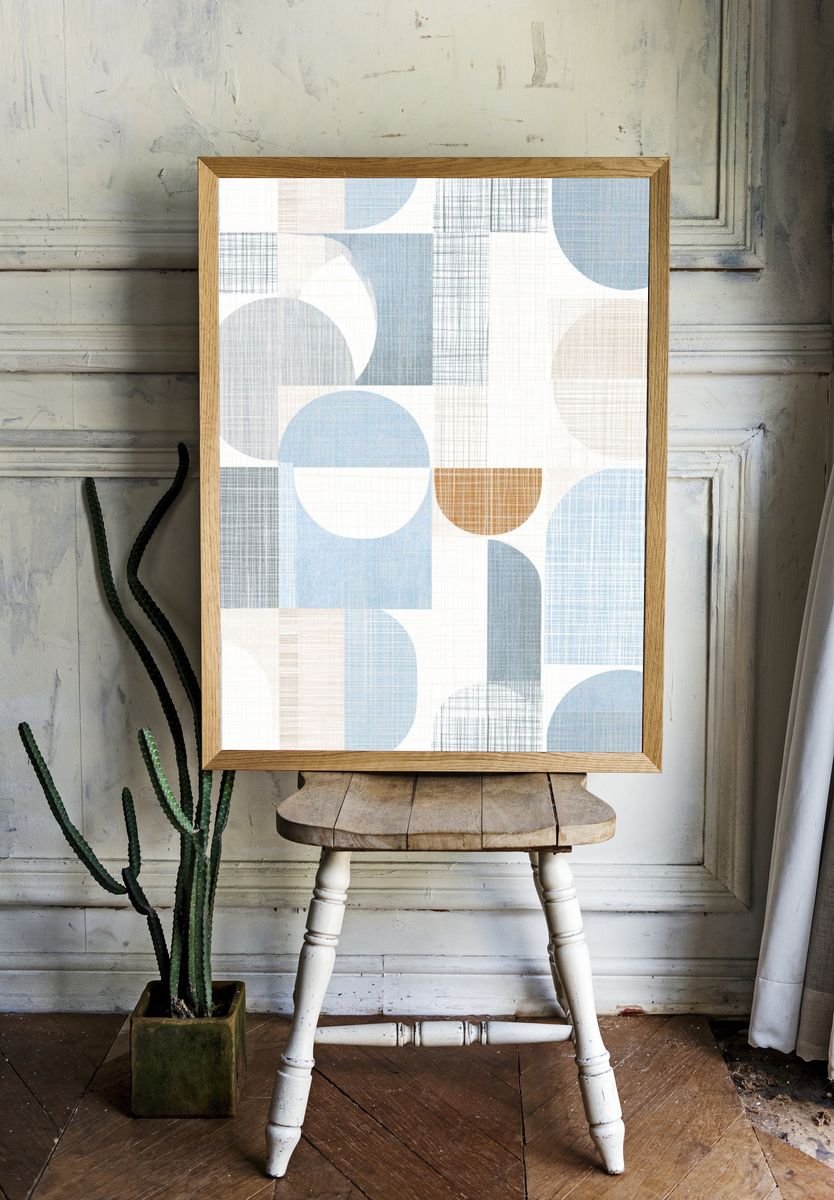 Pastel Geometric Grid Poster. — room view 1