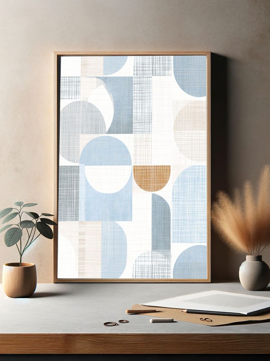 Pastel Geometric Grid Poster. — room view 2