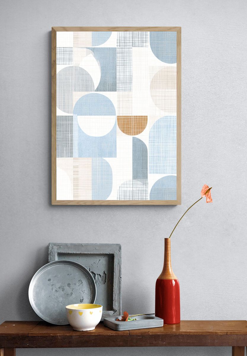 Pastel Geometric Grid Poster. — room view 3
