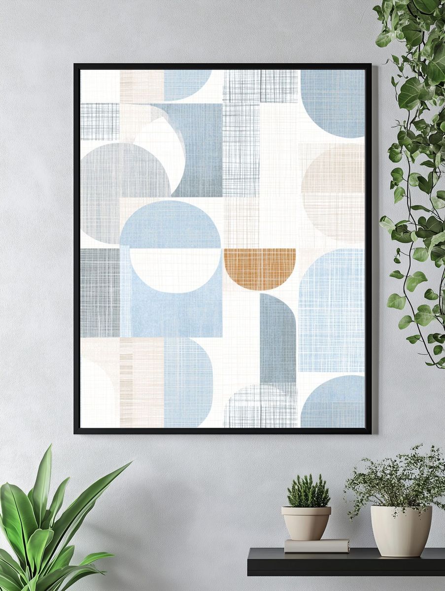 Pastel Geometric Grid Poster. — room view 4