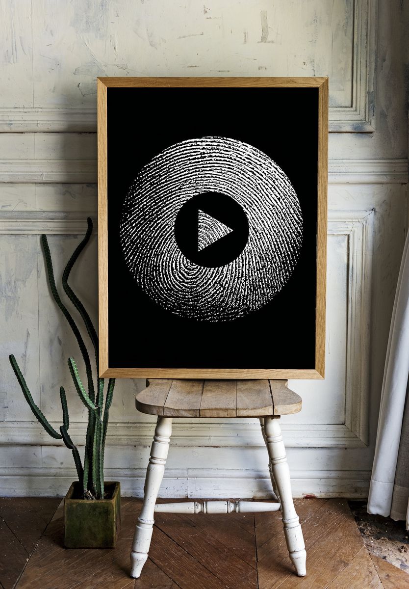 Fingerprint Play Button Abstract Print room preview