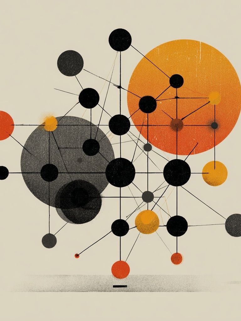 Mid-Century Orbit Abstract Poster.