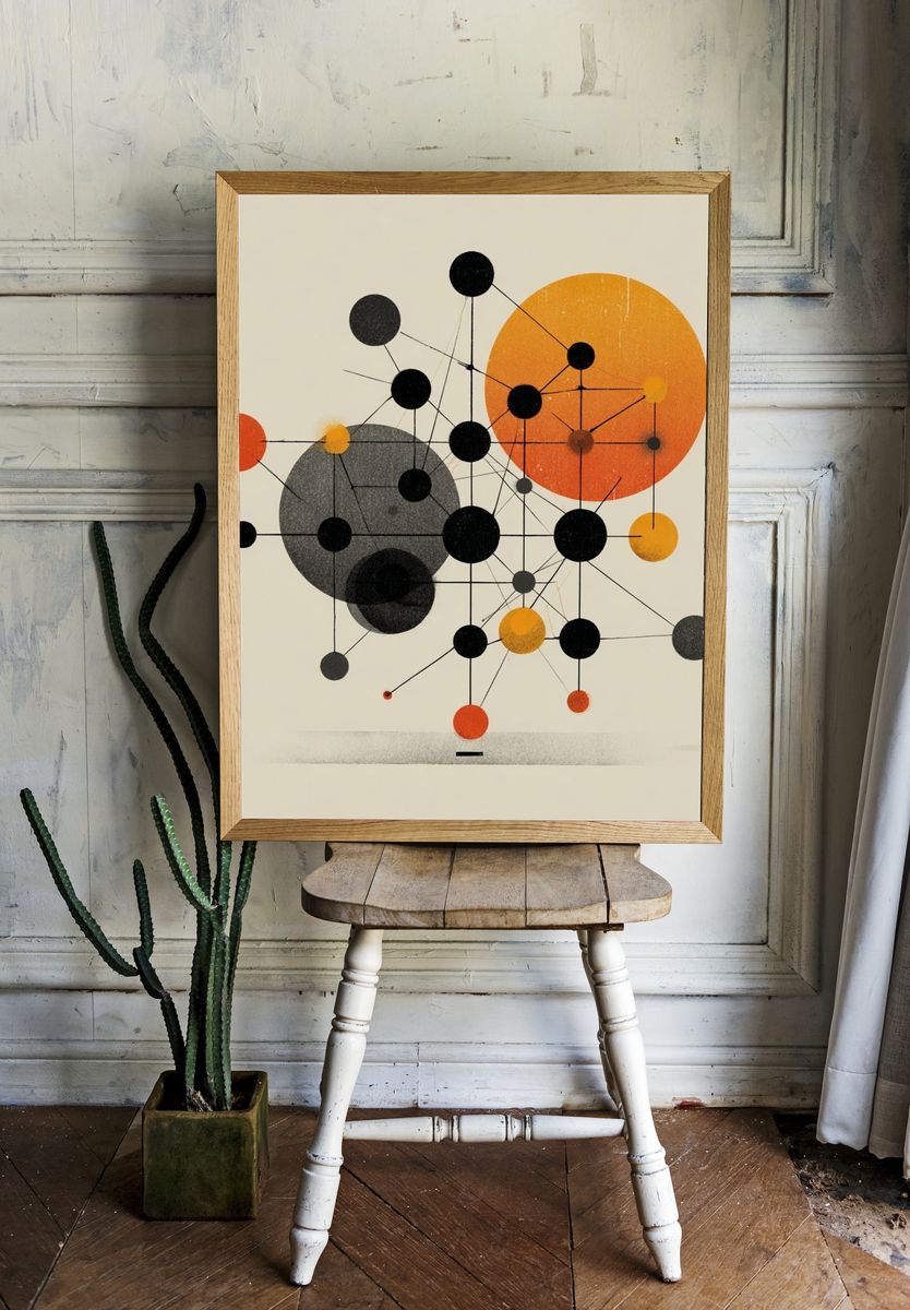 Mid-Century Orbit Abstract Poster room preview