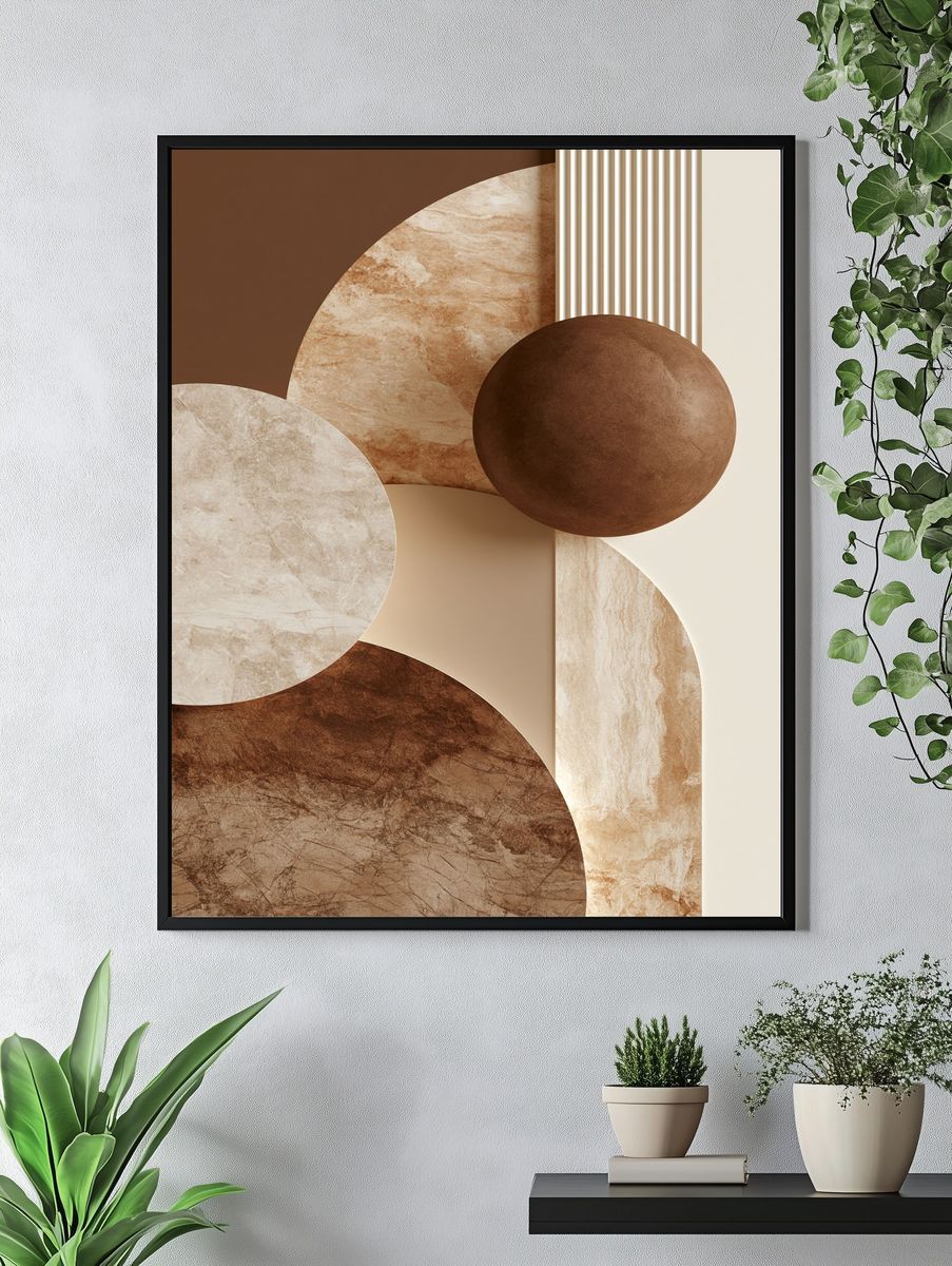 Earth Tone Geometric Abstract Poster. — room view 4