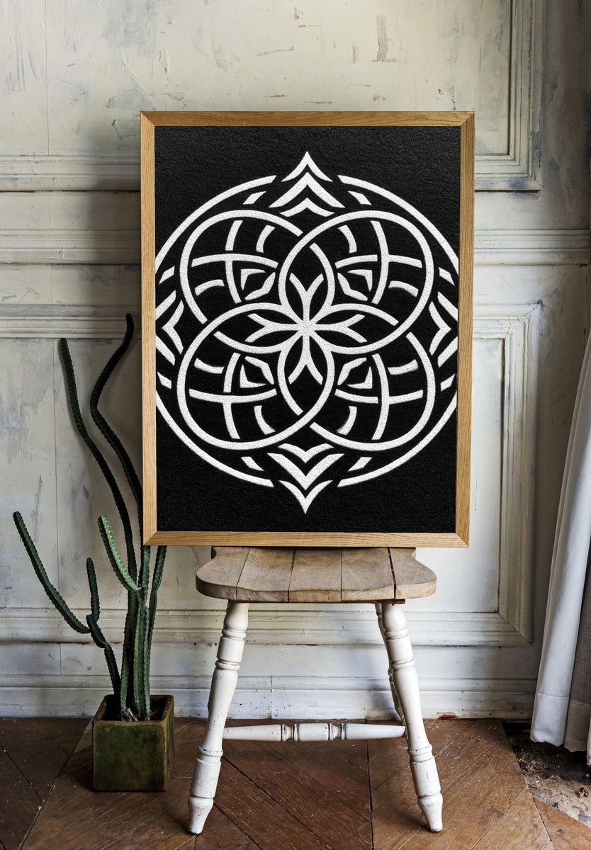 Celtic Knot Mandala Black-White Poster. room preview