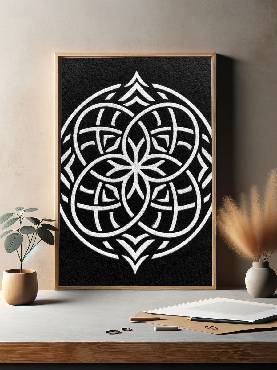 Celtic Knot Mandala Black-White Poster. — room view 2