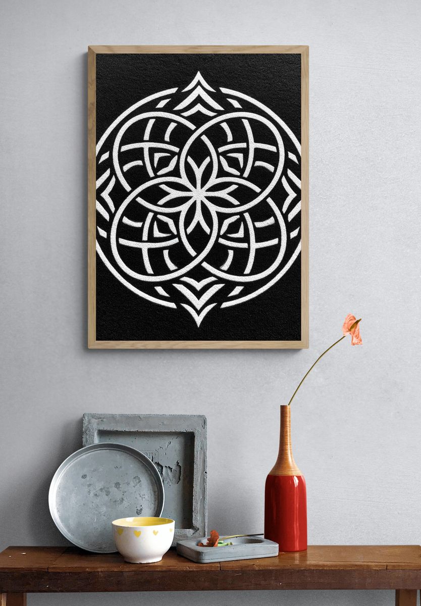 Celtic Knot Mandala Black-White Poster. — room view 3