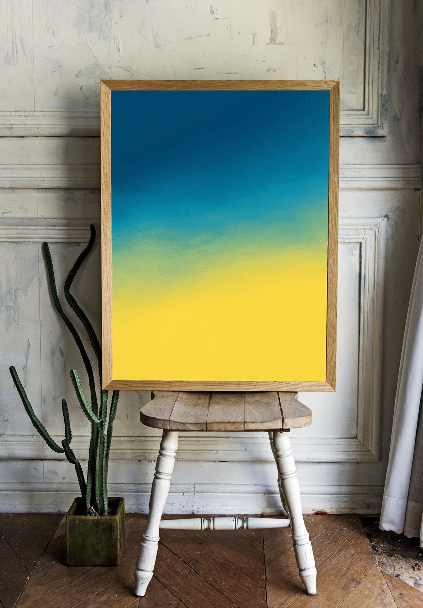 Blue Yellow Gradient Abstract Poster. room preview