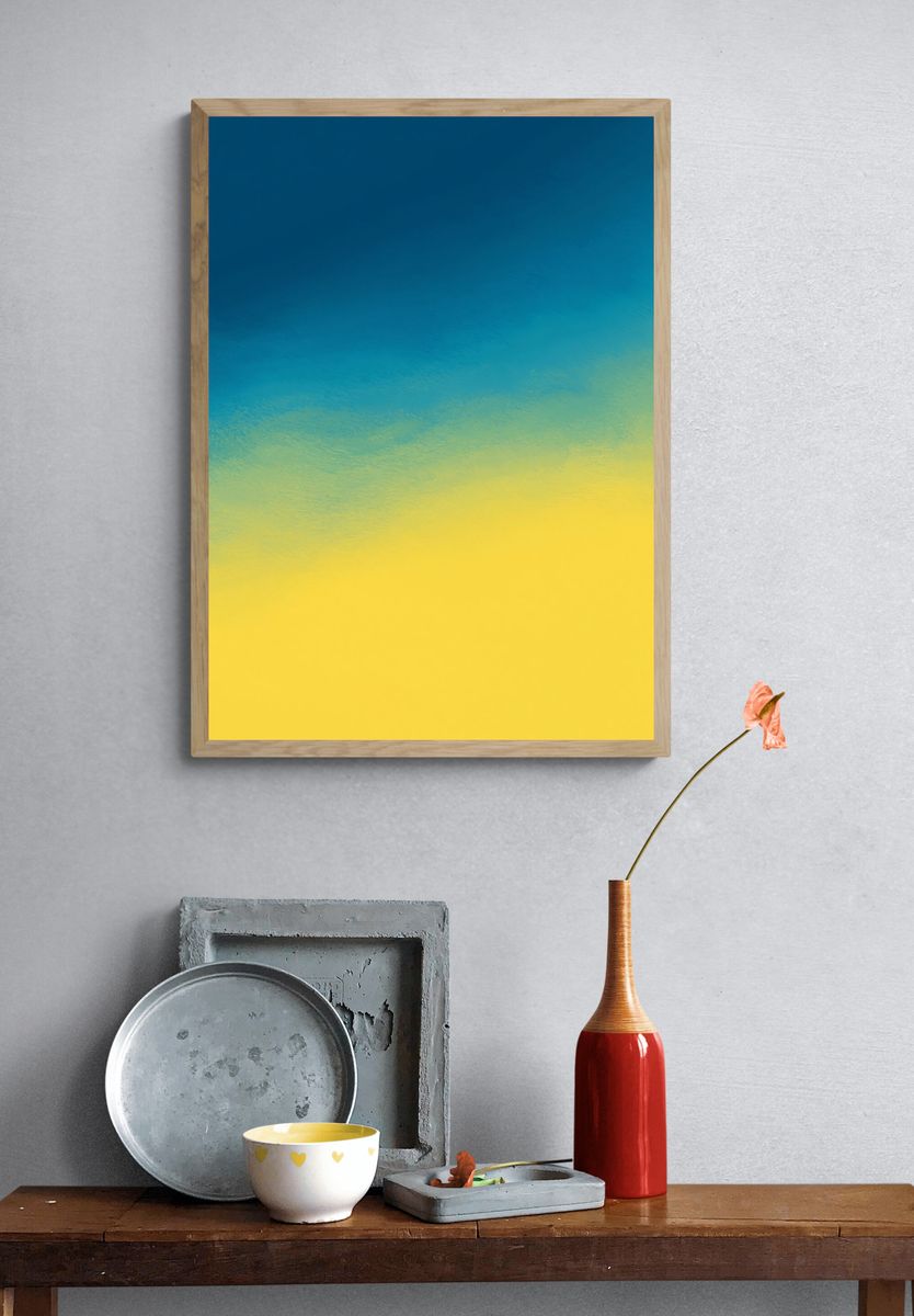 Blue Yellow Gradient Abstract Poster. — room view 3