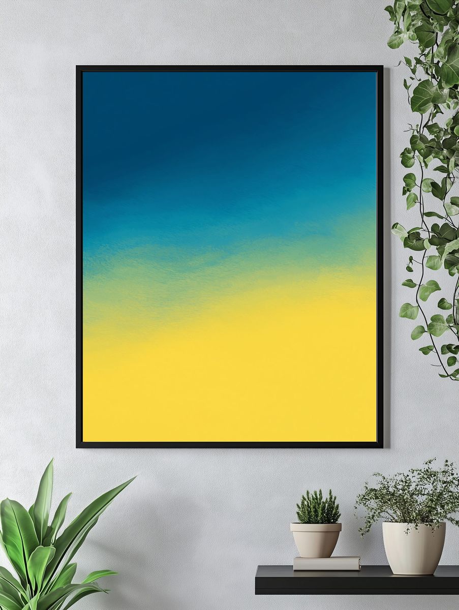 Blue Yellow Gradient Abstract Poster. — room view 4