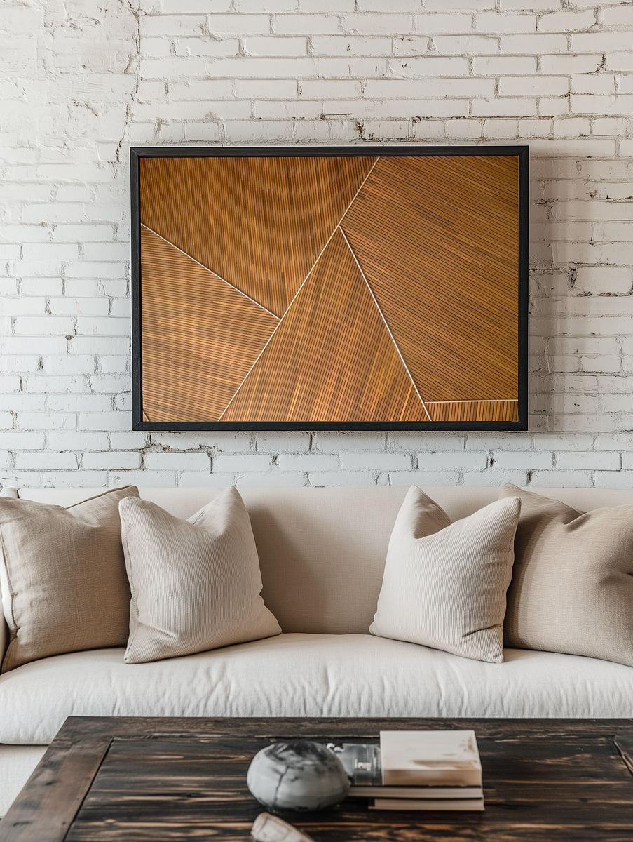 triangle shaped wooden background texture. — room view 1