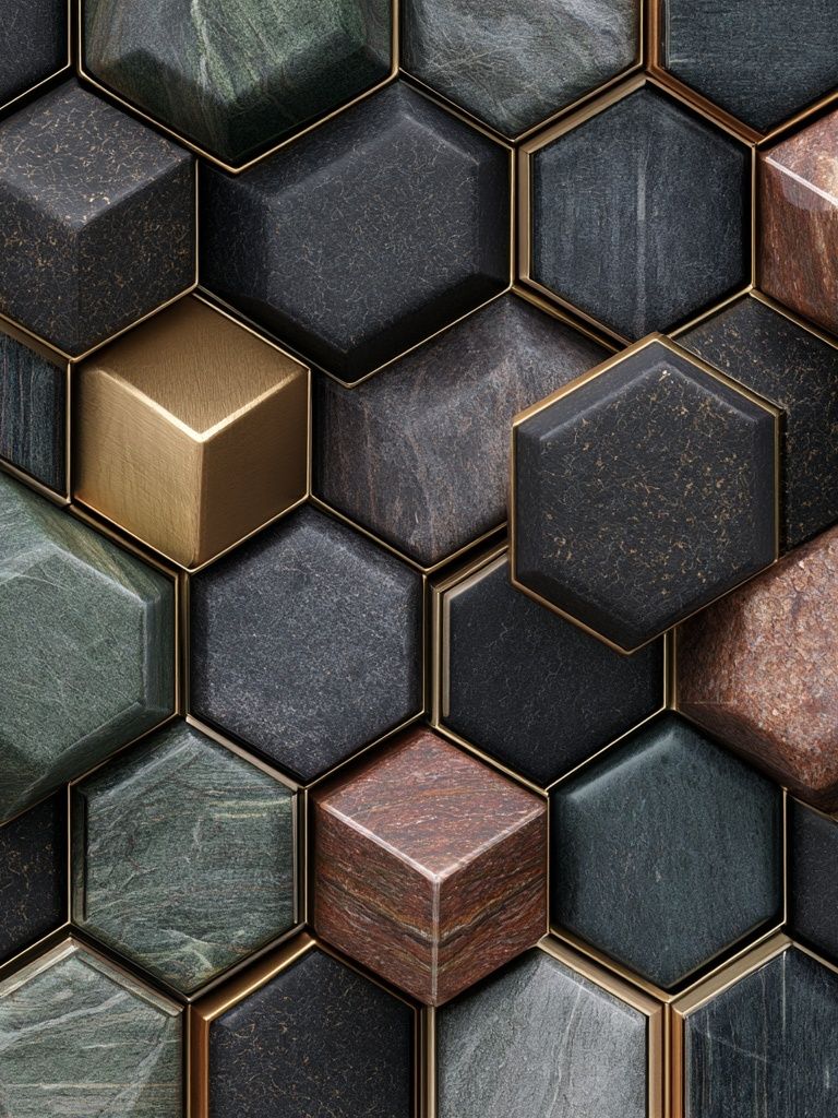Geometric Hexagon Texture Abstract Poster. poster detail