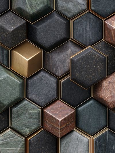 Geometric Hexagon Texture Abstract Poster. poster
