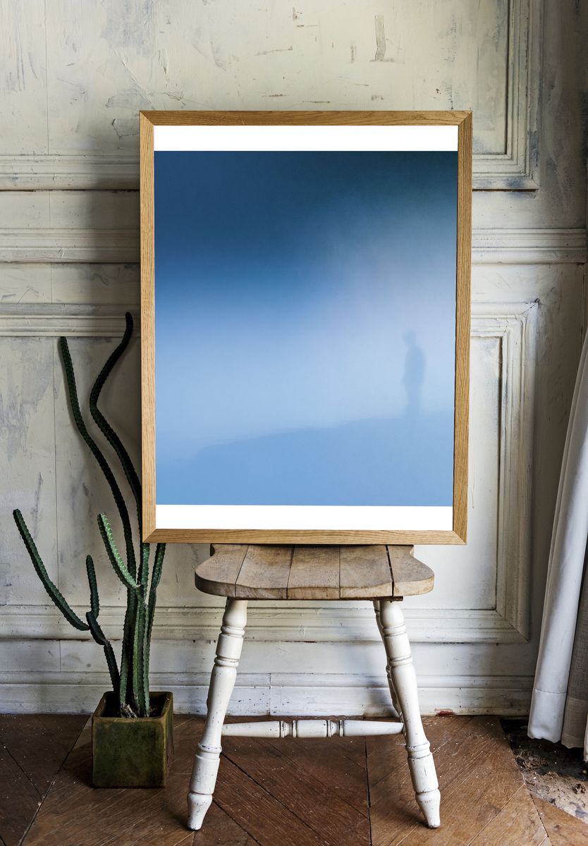 Misty Blue Gradient Abstract Poster. room preview