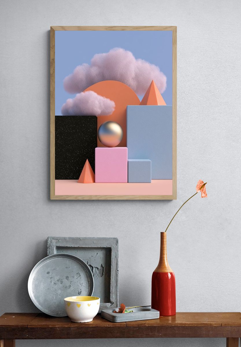 Pastel Geometric Dreamscape Poster. — room view 3