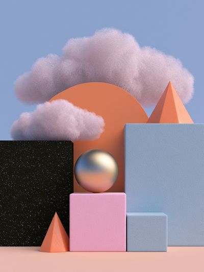 Pastel Geometric Dreamscape Poster.