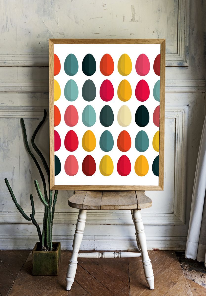 Colorful Egg Grid Abstract Poster. — room view 1