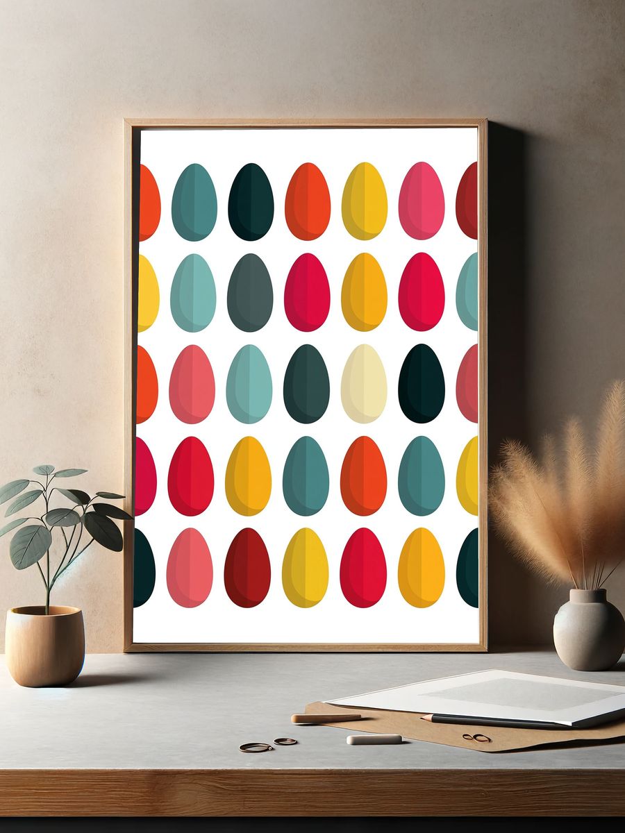 Colorful Egg Grid Abstract Poster. — room view 2