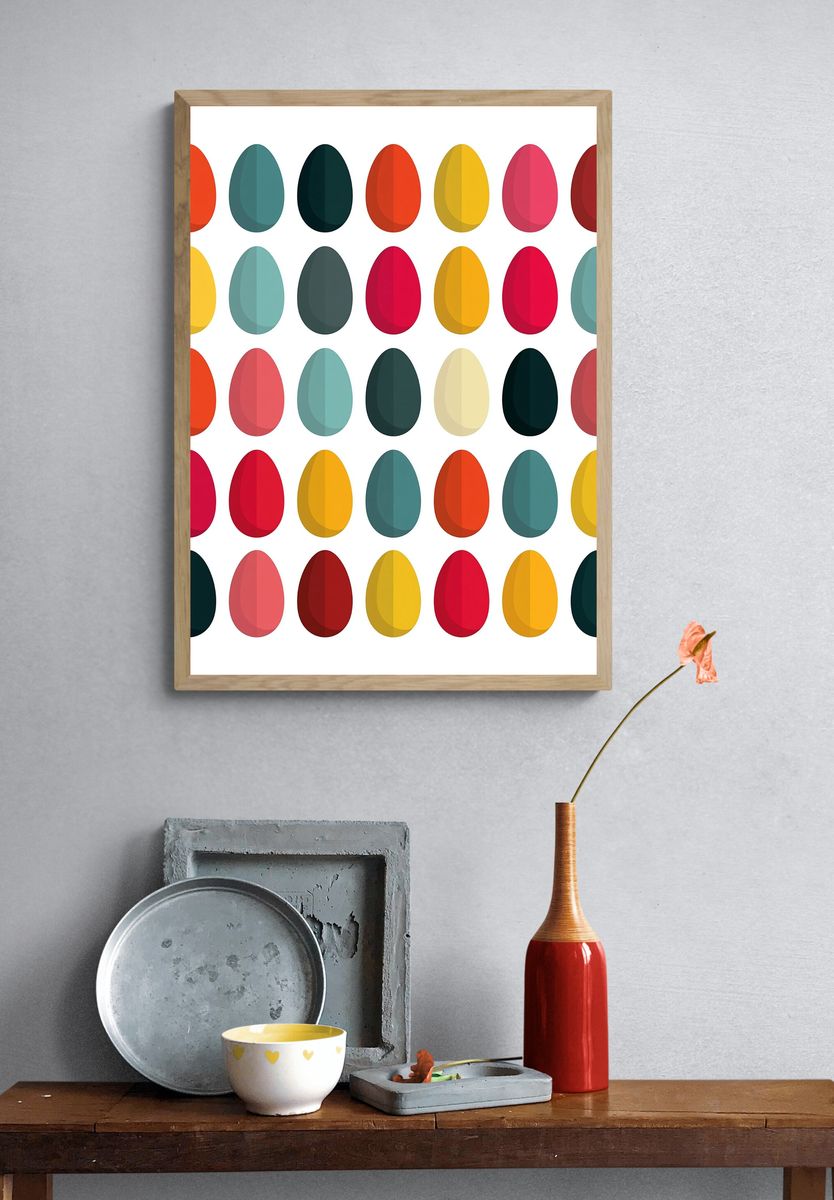 Colorful Egg Grid Abstract Poster. — room view 3