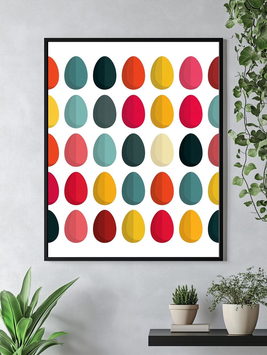 Colorful Egg Grid Abstract Poster. — room view 4