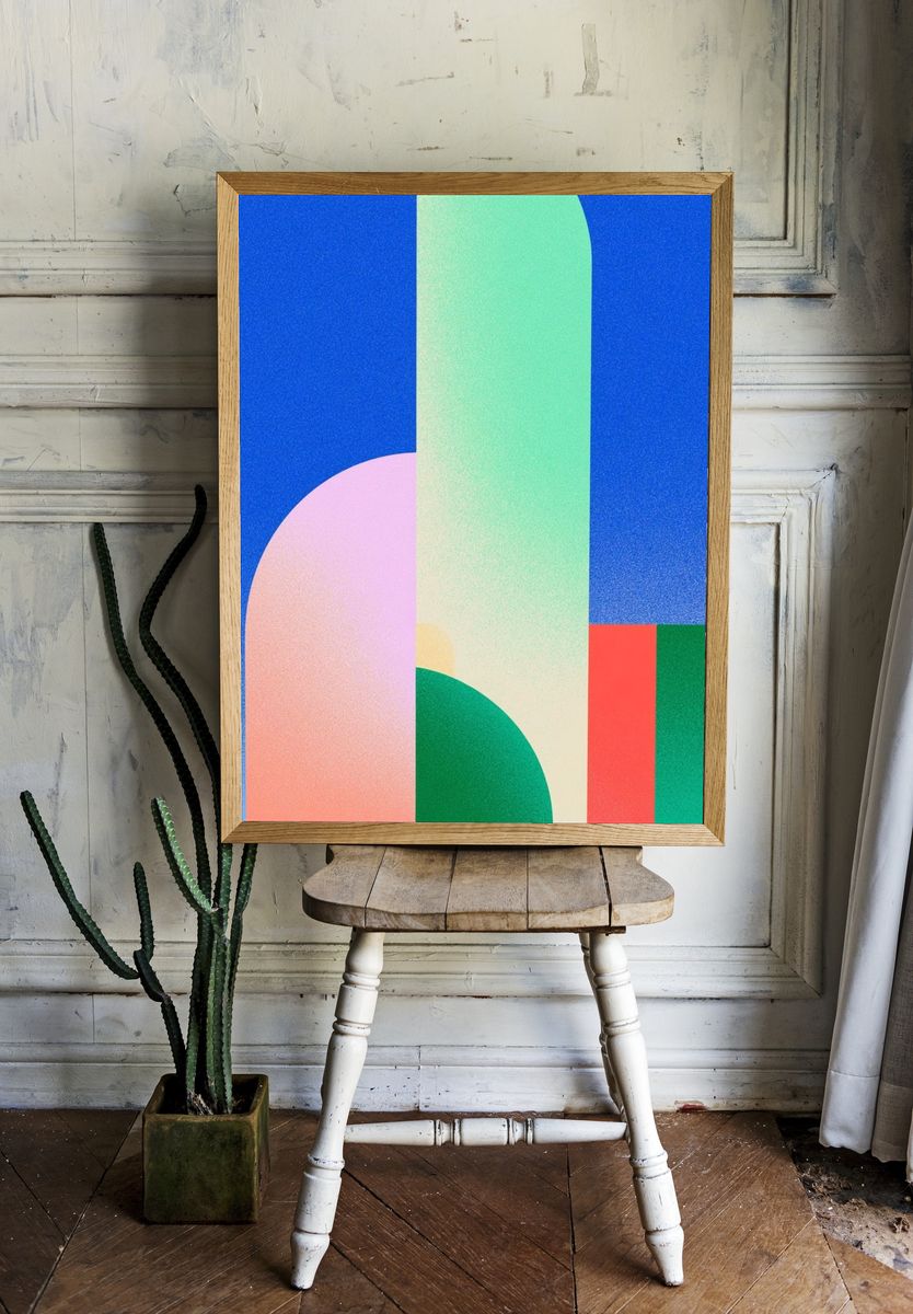 Geometric Color Blocks Poster. — room view 1
